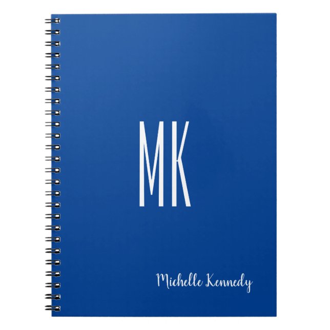Deep Blue Monogrammed Professionell Personlig Anteckningsbok (Framsidan)