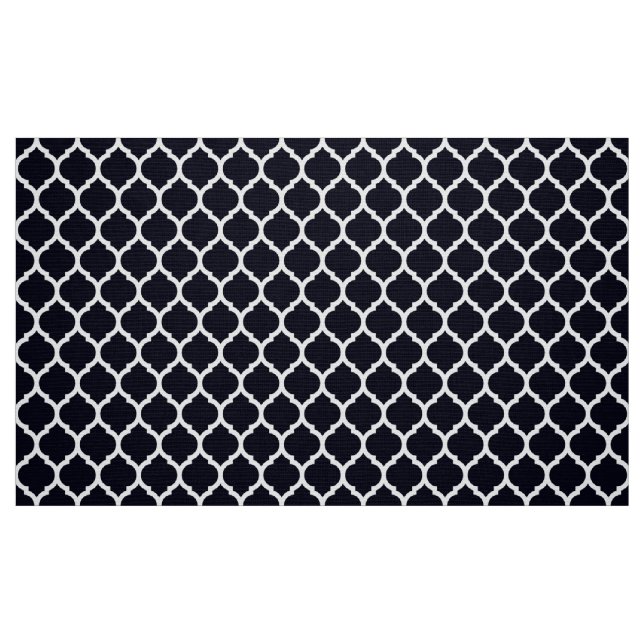 Deep Blue Moroccan lattice Quatrefoil Mönster Tyg (Fat Quarter)