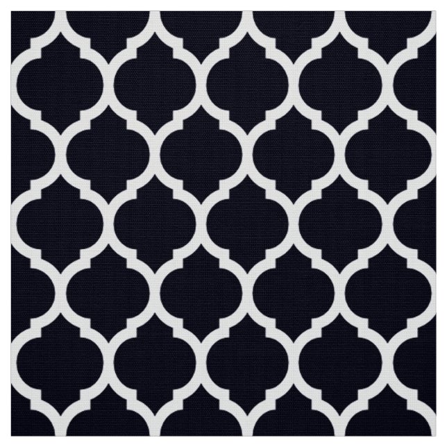 Deep Blue Moroccan lattice Quatrefoil Mönster Tyg (Provkarta)