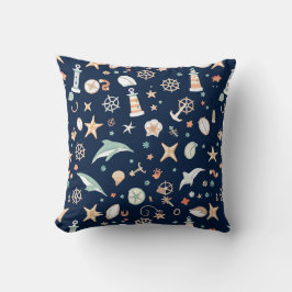 Deep Blue Nautical Square Dekorativ kudde