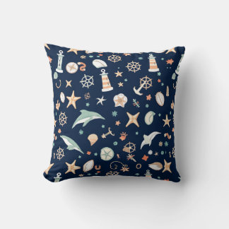 Deep Blue Nautical Square Dekorativ kudde