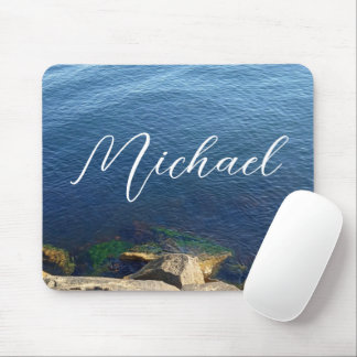 Deep Blue Ocean Photo Custom Name Flowy Brev Musmatta