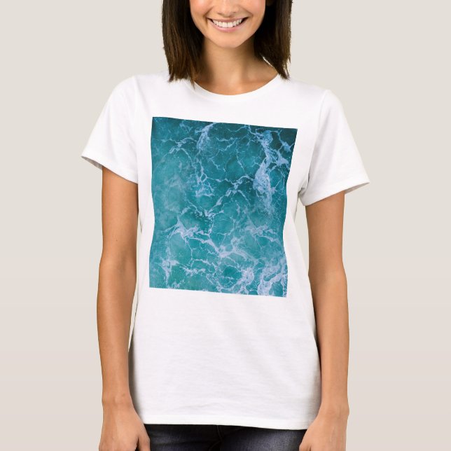 Deep Blue Ocean Vågar T Shirt (Framsida)