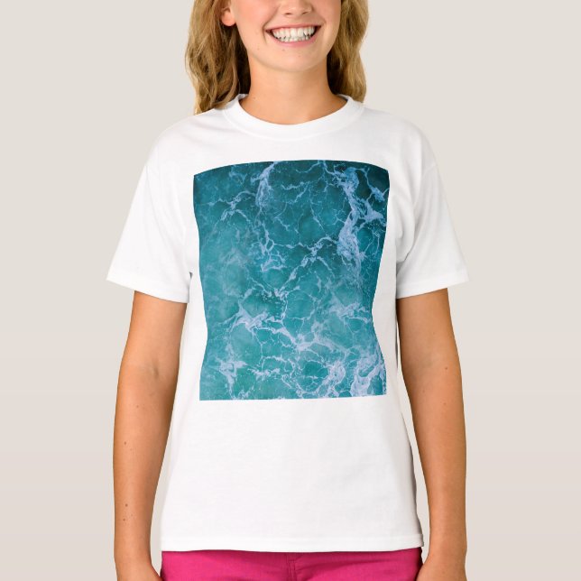 Deep Blue Ocean Vågar T Shirt (Framsida)