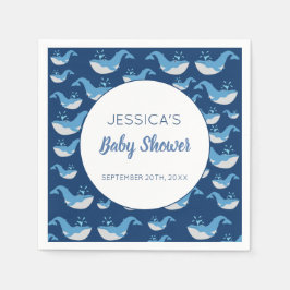 Deep Blue Ocean Whale Pojke Baby Shower Pappersservett