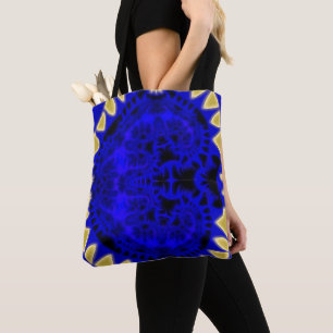 Deep Blue och Guld Teeth Gräns Fractal Tygkasse