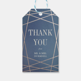 Deep Blue Opaline och Guld Tack Gift Märkre Presentetikett