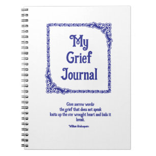 Deep Blue Ornate Corners Gräns Grief Journal Anteckningsbok