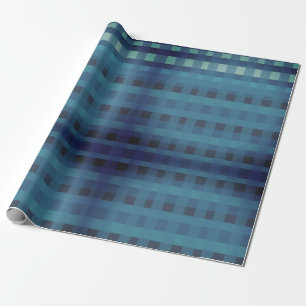 Deep Blue Play, Gingham Mönster Wrapping Papper Presentpapper