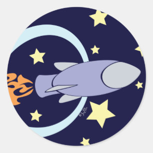 Deep Blue Rocket Kids Retro Space Runt Klistermärke
