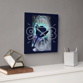 Deep blue rose fyrkantig klocka