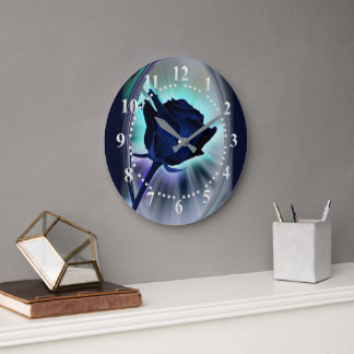 Deep blue rose stor klocka