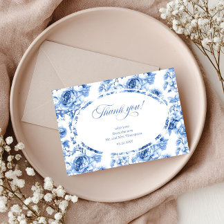 Deep Blue Roses Wedding Thank You Card Tack Kort