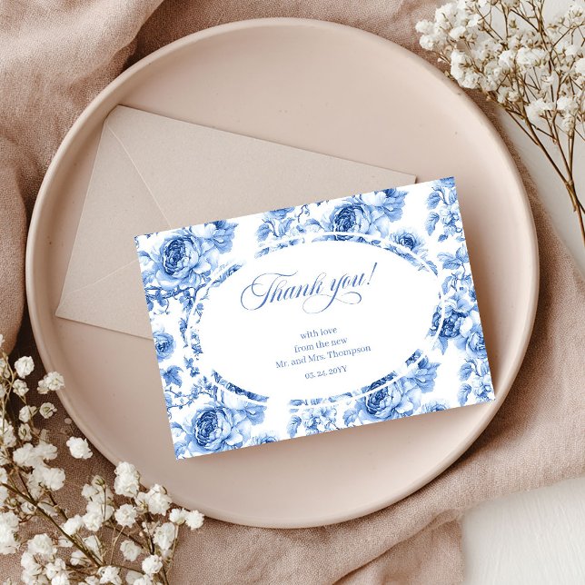Deep Blue Roses Wedding Thank You Card Tack Kort (Deep Blue Roses Wedding Thank You Card)
