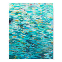 Deep Blue Sea 8x10 Ocean Abstrakt Painting Skriv u