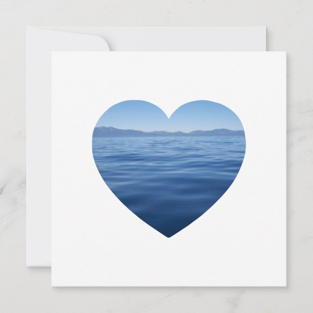 Deep Blue Sjö Tahoe Heart Photo Save Date Spara Datumet (Framsida)