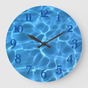 Deep Blue Stänk Numbers Aqua Swimming Bassäng Stor Klocka
