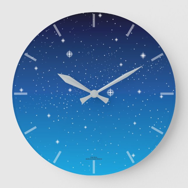 Deep Blue Starry Himlar Clock Stor Klocka (Framsida)