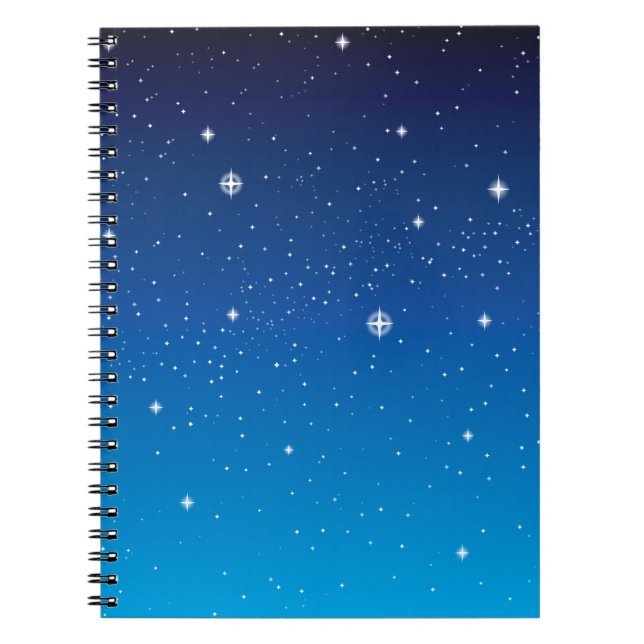 Deep Blue Starry Night Himlar Anteckningsbok Med Spiral (Framsidan)