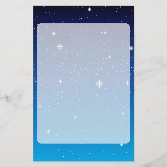 Deep Blue Starry Night Himlar Brevpapper (Framsida)