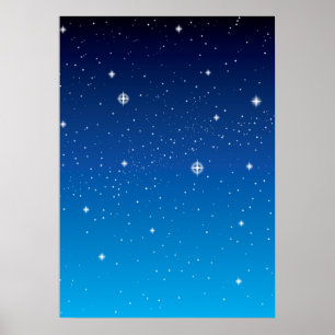 Deep Blue Starry Night Himlar Poster