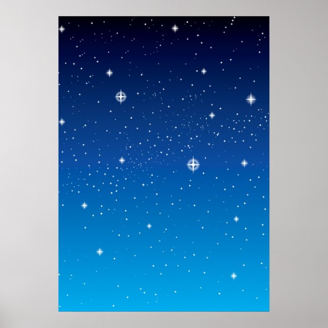 Deep Blue Starry Night Himlar Poster (Framsidan)