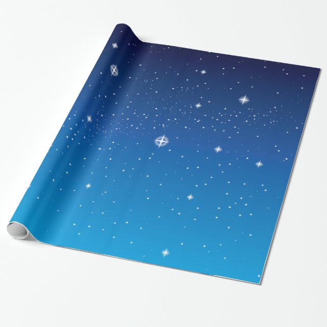 Deep Blue Starry Night Himlar Presentpapper (Utrullad)