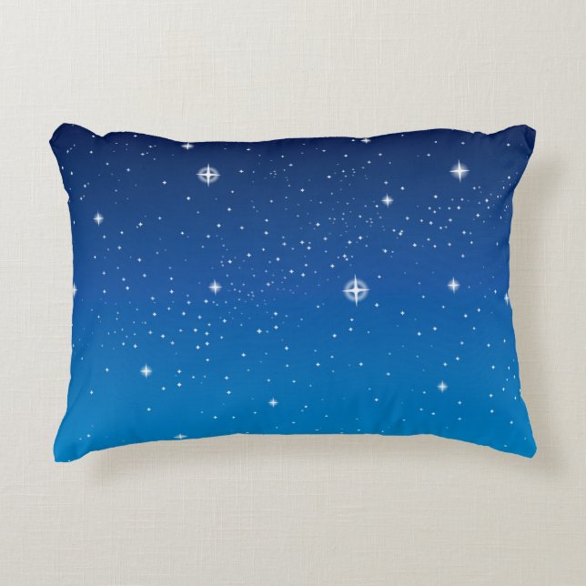 Deep Blue Starry Night Himlar Prydnadskudde (Framsidan)