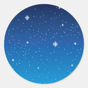 Deep Blue Starry Night Himlar Runt Klistermärke