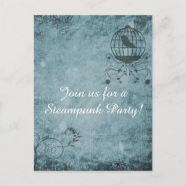 Deep Blue Steampunk Bird Cage Postcard Vykort