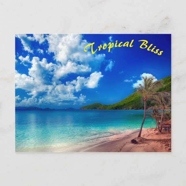Deep Blue Tropical Island Bliss Vykort (Framsida)