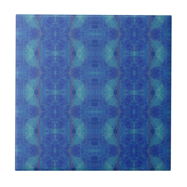 Deep blue turcos geometric design mosaic kattunge kakelplatta (Framsidan)