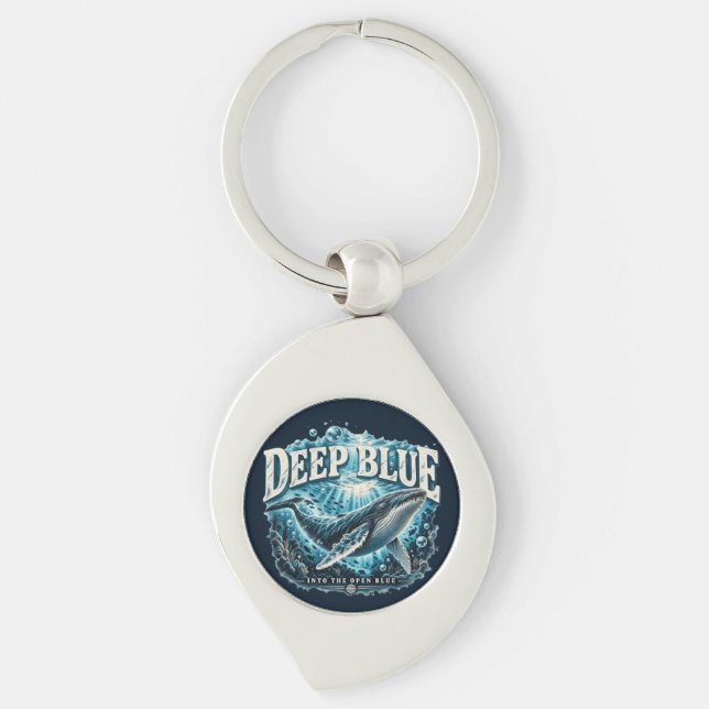 DEEP BLUE Valhajskedja för äventyrare Swirl Silverfärgad Nyckelring (Framsidan)