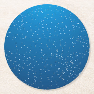 Deep Blue Vatten och Tiny Bubbles Underlägg Papper Rund