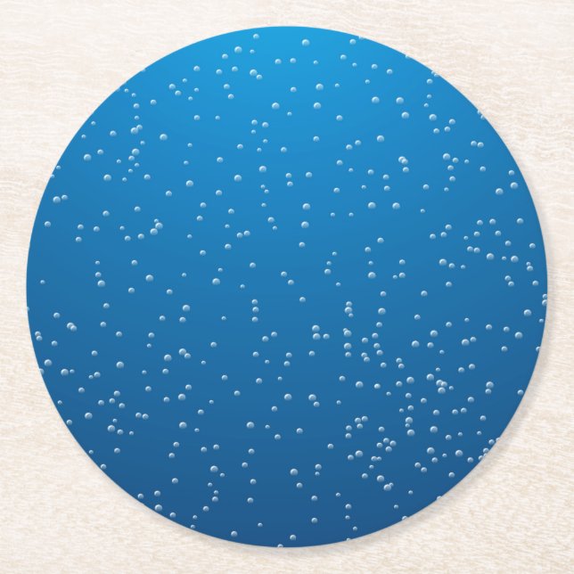 Deep Blue Vatten och Tiny Bubbles Underlägg Papper Rund (Framsidan)