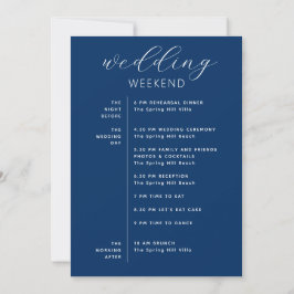 Deep Blue Weekend Timeline | Nautical Navy Wedding Inbjudningar