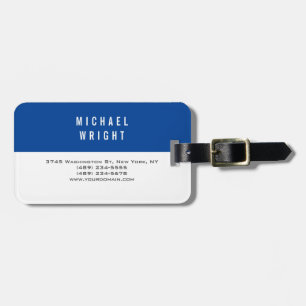 Deep Blue White Modern Plain Simple Minimalist Bagagebricka