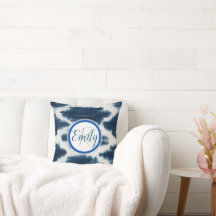Deep Blue & White Shibori Tie Dye Monogram Namn