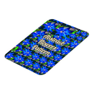 Deep Bluish Flowers Mönster Magnet