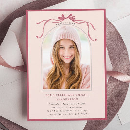Deep Blush Bow Graduation Party Arch Photo Pink Inbjudningar