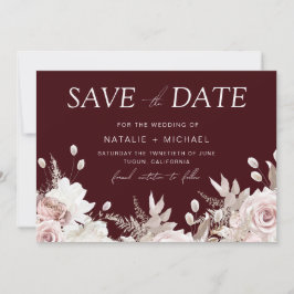 Deep Burgundy Blush Boho Floral Wedding Spara Datumet