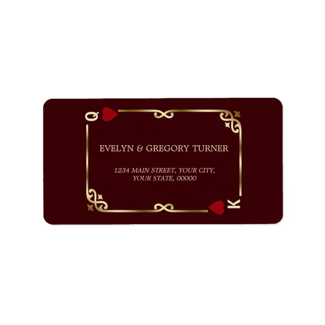 Deep Burgundy Casino Las Vegas Poker Wedding Adressetikett (Framsidan)