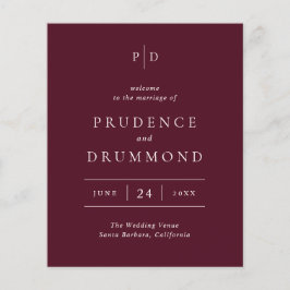 Deep Burgundy Classic Budget Wedding Program