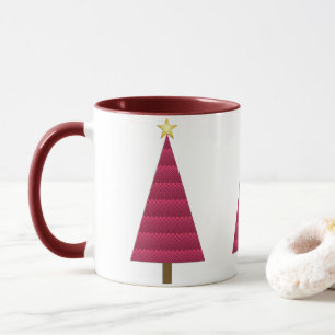 Deep Burgundy Damask Modern Julgran Mugg