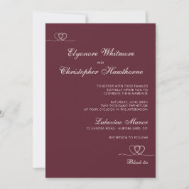 Deep Burgundy Elegant Chic Calligraphy Wedding Inbjudningar