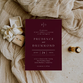 Deep Burgundy Elegant Classic Wedding Inbjudningar