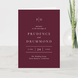 Deep Burgundy Elegant Classic Wedding Program