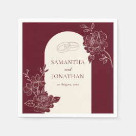 Deep Burgundy Floral Ivory Arch Wedding Pappersservett