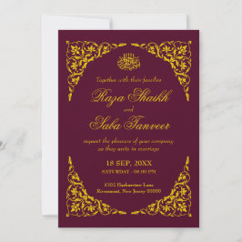Deep Burgundy Islamic Wedding Invitation Inbjudningar