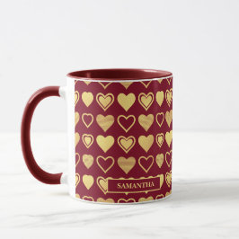 Deep Burgundy Luxury Hearts Valentine’s Gift Mugg